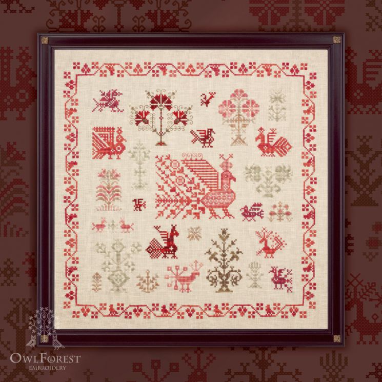 0001-ПП-Н-3Bf Набор для вышивания СОВИНЫЙ ЛЕС  "Птичка-пава"