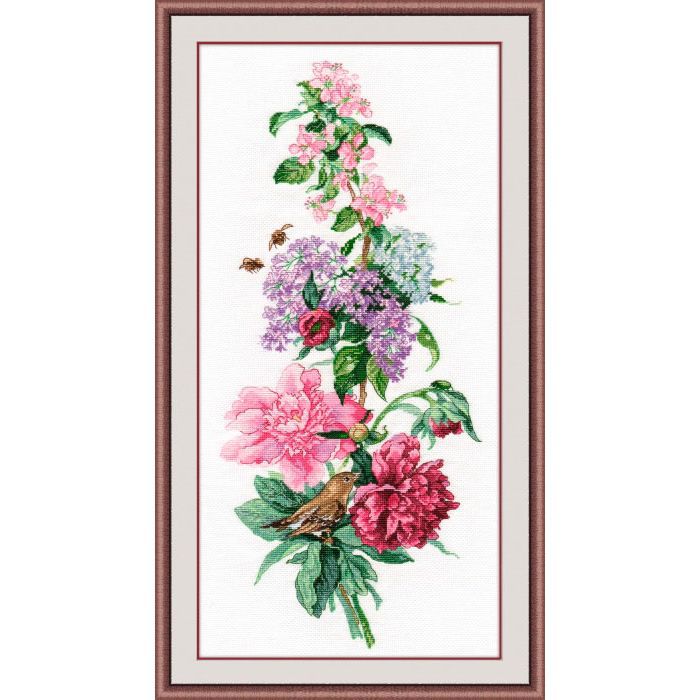 Набор для вышивания крестом ОВЕН "Цветочная композиция. Пионы" 1000