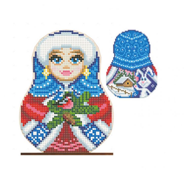 Набор для вышивания бисером WoodStitch "Матрешка. Времена года. Зима", 11х14, SH-026/1