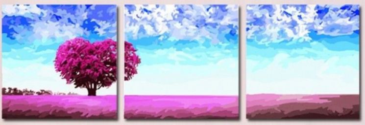 P081 Картина по номерам Paintboy "Древо Любви" триптих