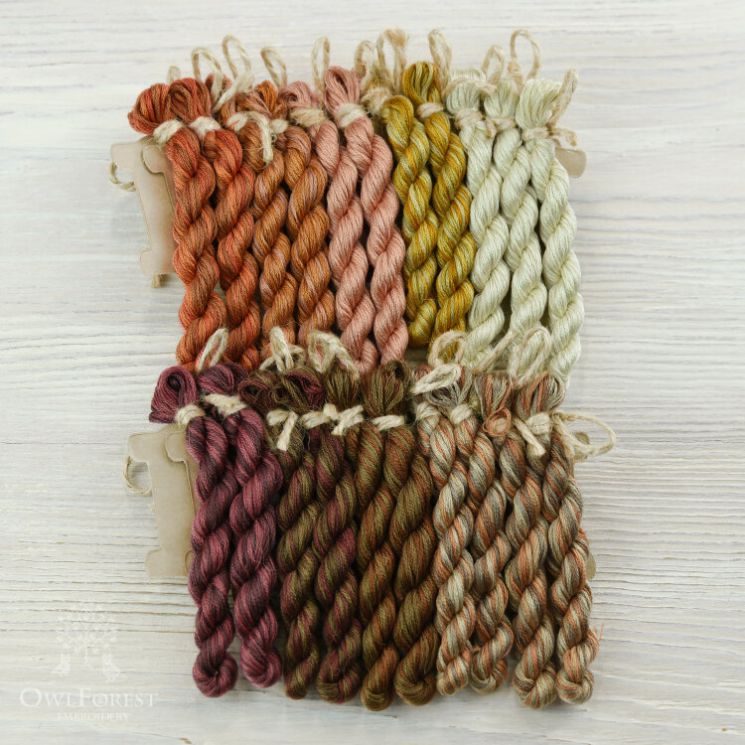 НМул-Кофе-3283 Набор ниток OwlForest для схемы «Кофейный семплер» (DMC) 28 каунт в 3 нити