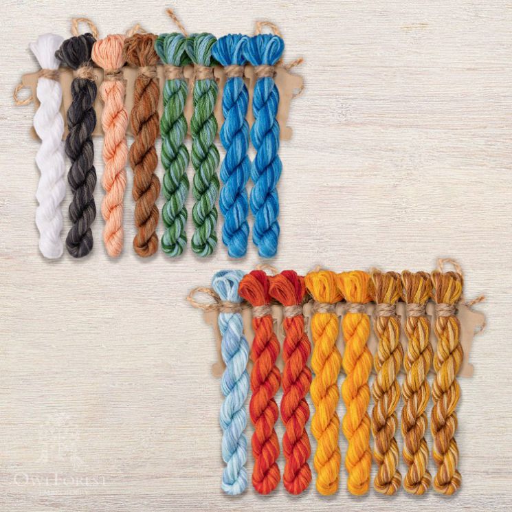 Набор ниток OwlForest для схемы «Конёк-горбунок» (DMC) 28 каунт в 3 нити НМул-КГ76-3283