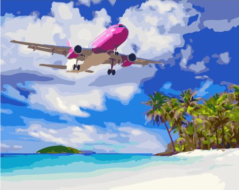 PK 41074 Картина по номерам Paintboy "Самолет над пляжем"