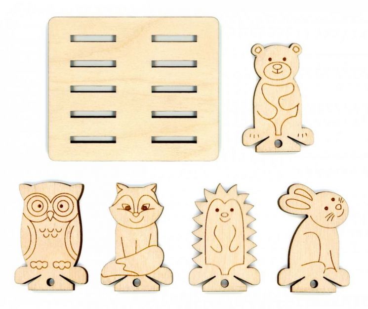 Бобины Щепка ЗВЕРИ набор + подставка ОР-040