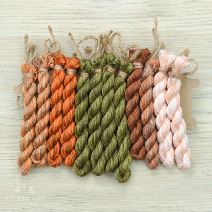 НМул-РыжО-2283 Набор ниток OwlForest для схемы «Рыжая осень» (ПНК им. Кирова) 28 каунт в 3 нити