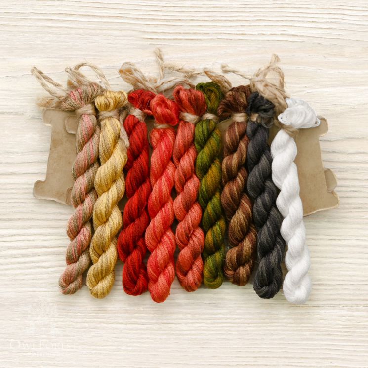 Набор ниток OwlForest для схемы «Красные кардиналы» (DMC)  32, 36 каунт в 2 нити, 40 каунт в 1 нить