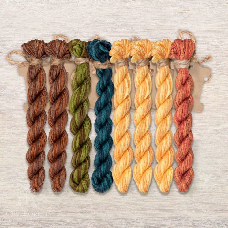 Набор ниток OwlForest для схем «Индейские мотивы» (ПНК) 5 цветов «Черепаха» 28 каунт в 2 нити НМул-ИМЧ170-2282-5 