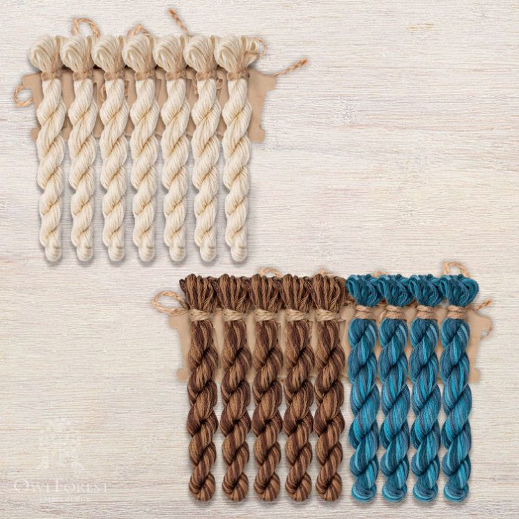 Набор ниток OwlForest для схем «Индейские мотивы» (DMC) 3 цвета «Гекконы» 28 каунт в 3 нити НМул-ИМГ172-3283-3 