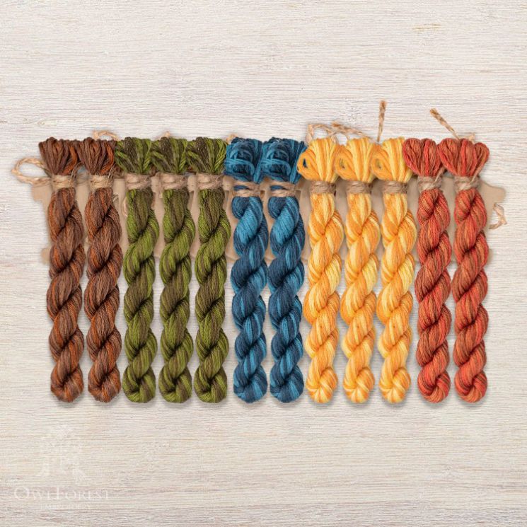 Набор ниток OwlForest для схем «Индейские мотивы» (DMC) 5 цветов «Ящерицы» 28 каунт в 3 нити НМул-ИМЯ171-3283-5 