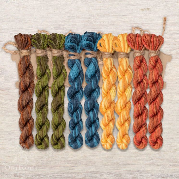 НМул-ИМЯ171-3322-5 Набор ниток OwlForest для схем «Индейские мотивы» (DMC) 5 цветов «Ящерицы» 32 каунт в 2 нити