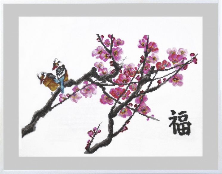 Набор для вышивания крестом ОВЕН "Ветка сакуры" 613