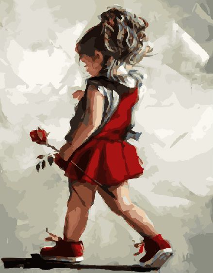 GX8381 Картина по номерам Paintboy "Малышка с розой" 