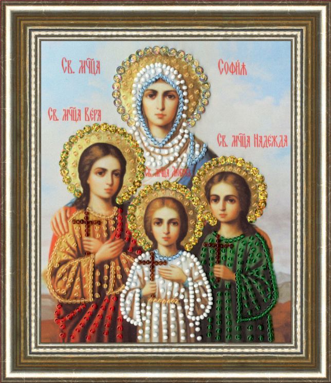 РТ-136 Набор для вышивания Золотое Руно "Икона Святых Мучениц Веры Надежды Любви и матери их Софии"