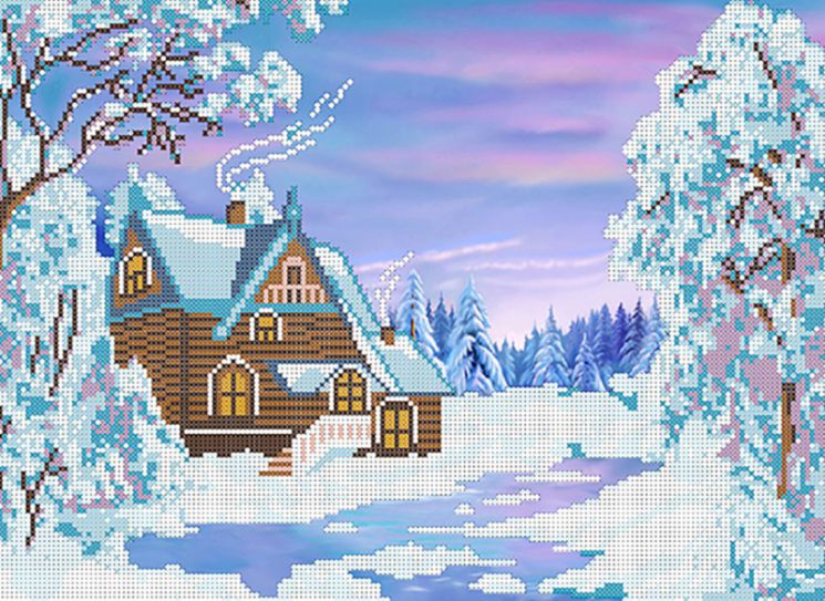 НКБ-032 Набор для вышивания бисером ТМ Наследие "Зимний домик"