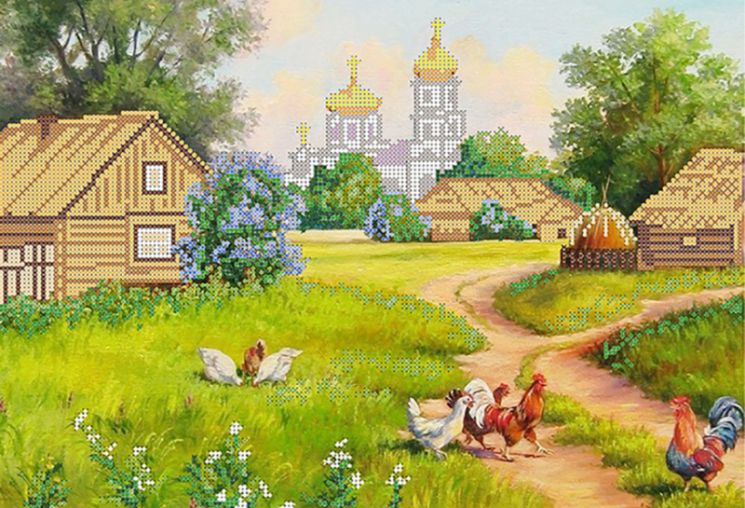 КБ-165 Схема для вышивания бисером ТМ Наследие "Деревушка"