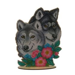WS-041 Набор для вышивания бисером WoodStitch "Пара волков", 18х23