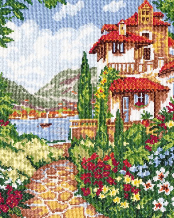 Набор для вышивания крестом Чудесная игла «Вилла у моря» 48-01
